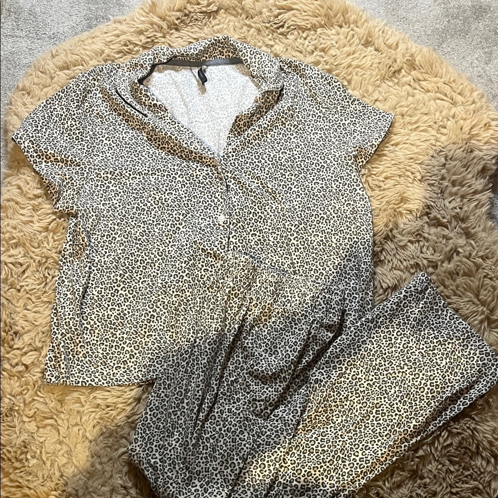 Leopard Print Pajama Set - Size L